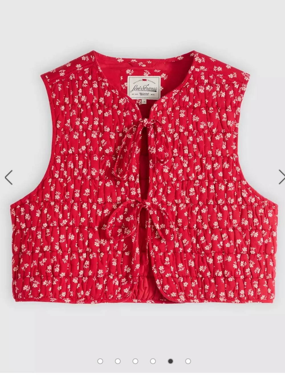 Levi's Red Floral Quilted Tie-Front Vest